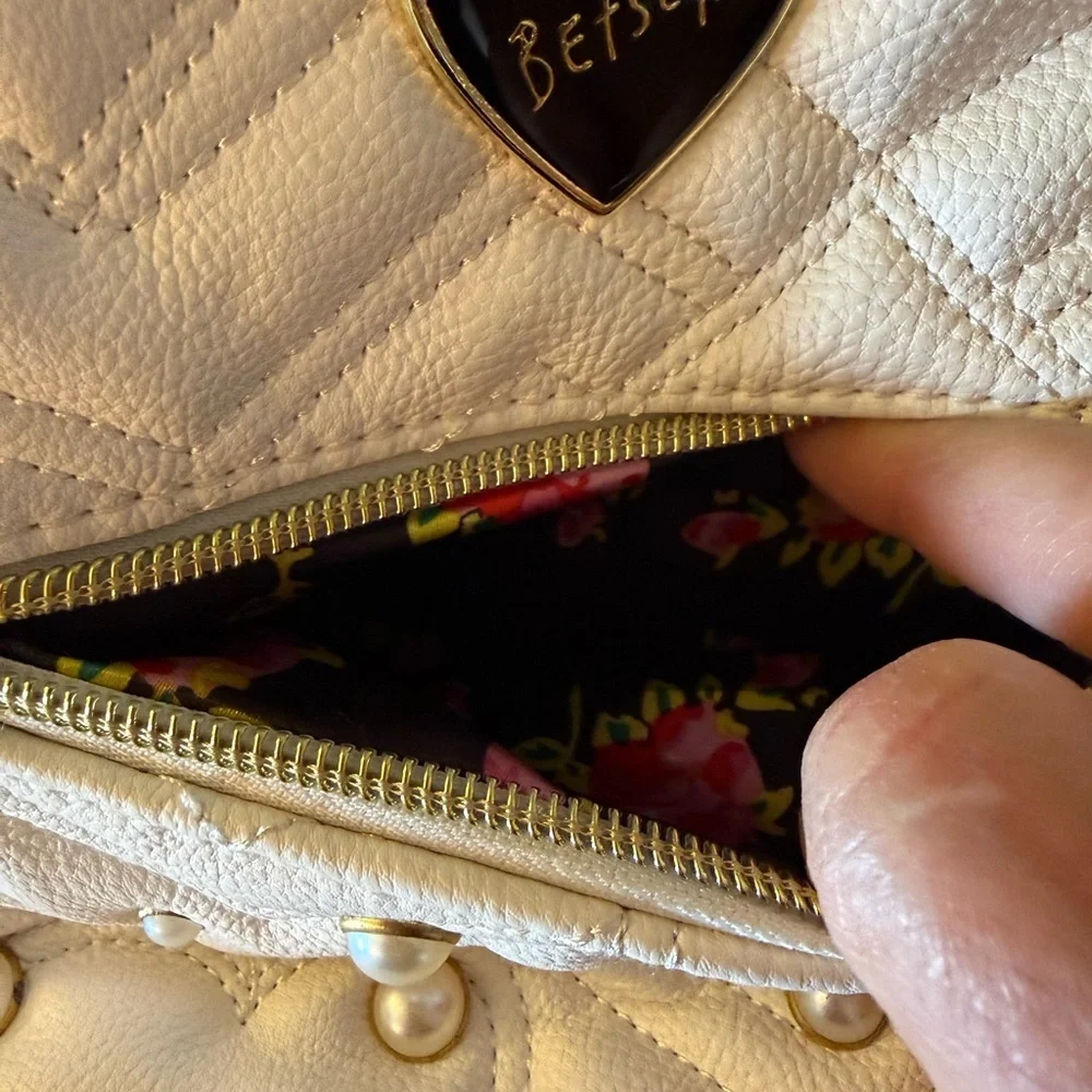 Betsey Johnson Quilted Cream and Black Backpack